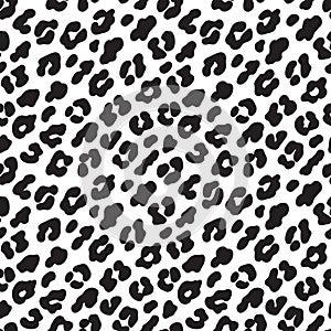 Leopard print. Black and white seamless pattern. Vector illustration background