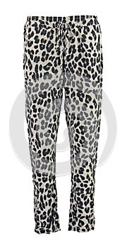 Leopard-print drawstring sweatpants.Front view.