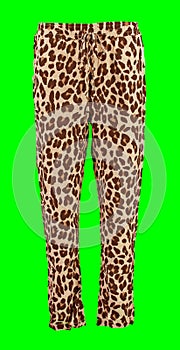 Leopard-print drawstring sweatpants.Front view.