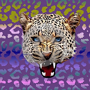 Leopard print pattern. Repeating seamless vector animal background.
