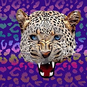 Leopard print pattern. Repeating seamless vector animal background.