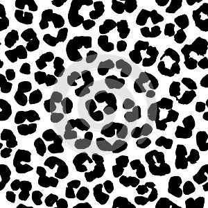 Leopard print seamless background pattern. Black and white