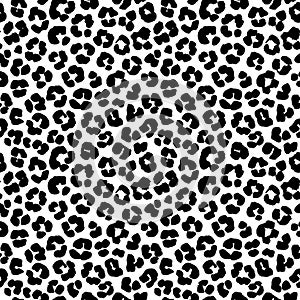 Leopard print seamless background pattern. Black and white photo