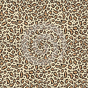 Leopard print. Seamless pattern. Repeating animal spot. Brown graphic background. Repeated skin jaguar for design prints. Texture