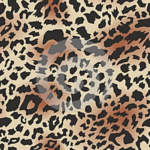 Leopard print, seamless pattern. Skin of leopard. Fashionable fabric, animal background. Animal spots. Vector