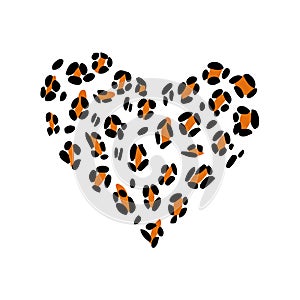 Leopard print skin in the shape of a heart.
