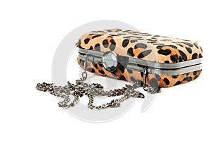 Leopard purse isolated on white background