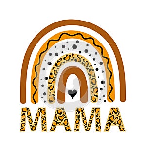 Leopard rainbow mama mom print vector illustration