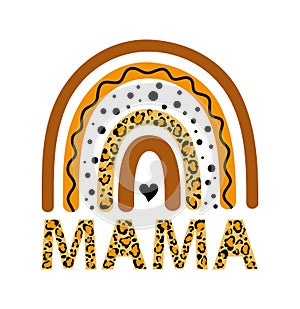 Leopard rainbow mama mom print vector illustration photo