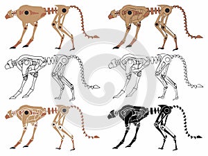 Leopard Robot colored. Outline only. Without outline. Black fill.