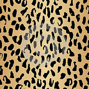 Leopard seamless pattern, in beige gradient and black colours. Hand drawn stylish fashion texture, background