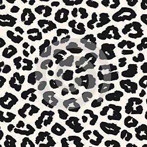 Leopard seamless pattern. Black and white vector background. Animal skin print