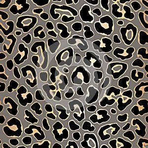 Leopard seamless pattern design in luxury gold and brown color. Exotic animal skin design. Vector illustration photo