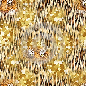 Leopard seamless pattern design in luxury gold color, illustration background