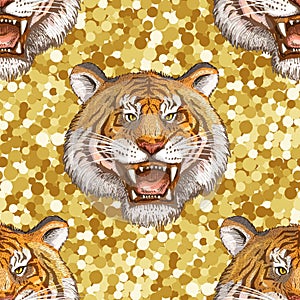 Leopard seamless pattern design in luxury gold color, illustration background