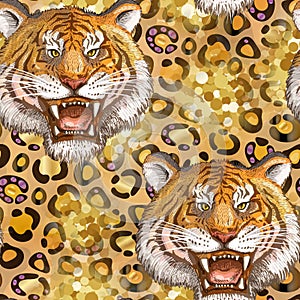 Leopard seamless pattern design in luxury gold color, illustration background