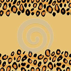 Leopard skin animal print border seamless pattern, vector