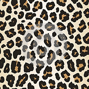 Leopard print pattern. Vector seamless background. Realistic animal skin texture