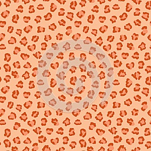 Leopard skin seamless pattern with color of the year 2024 Peach Fuzz. Fur of cheetah, jaguar. Fashion and luxury textile