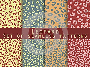 Leopard skin seamless pattern. Set leopard print. Vector