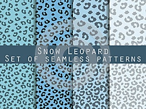 Leopard skin seamless pattern. Set snow leopard pattern.