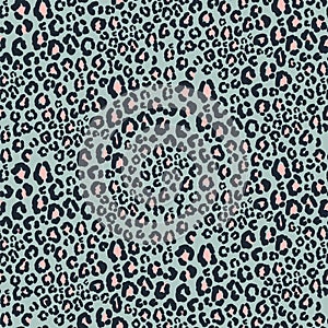 Leopard skin seamless pattern. Wild mint print animal background for paper wrap, textile, package and print design.