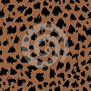 Leopard skin texture. Animal background. Seamless pattern for your design. Vector illustration