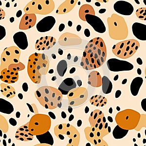 Leopard skin texture seamless pattern, animal leather design. AI illustration. Trendy modern design for printing clothes