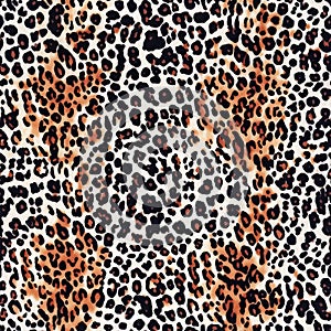 Leopard skin texture seamless pattern, animal leather design. AI illustration. Trendy modern design for printing clothes