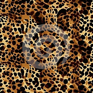 Leopard skin texture seamless pattern, animal leather design. AI illustration. Trendy modern design for printing clothes