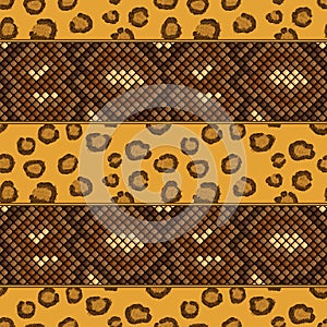 Leopard and snake skin seamless pattern