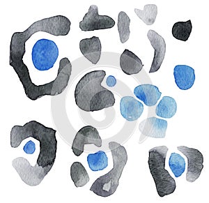 Leopard spots watercolor elements set
