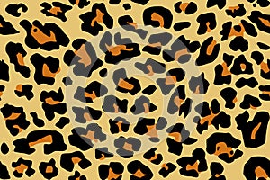 Leopard spotted fur texture. Vector repeating seamless orange black