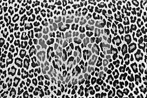 Leopard texture fabric pattern. Leopard print, seamless. Animal effect skin textile design. Black and white background.