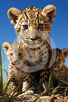 a leopardess and her cubs photograph