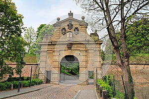 Leopold\'s Gate in spring day. Vysehrad. Prague photo