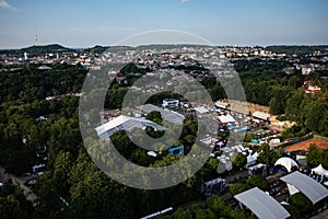 Leopolis Jazz Fest 2021. Stage dedicated to Eddie Rosner. Picnic zone. Aerial view from drone photo