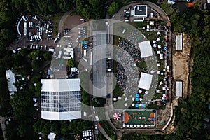 Leopolis Jazz Fest 2021. Stage dedicated to Eddie Rosner. Picnic zone. Aerial view from drone photo