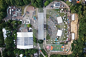 Leopolis Jazz Fest 2021. Stage dedicated to Eddie Rosner. Picnic zone. Aerial view from drone photo