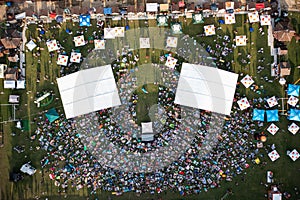 Leopolis Jazz Fest 2021. Stage dedicated to Eddie Rosner. Picnic zone. Aerial view from drone photo