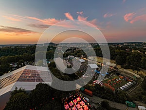 Leopolis Jazz Fest 2021. Stage dedicated to Eddie Rosner. Picnic zone. Aerial view from drone photo