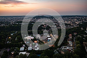 Leopolis Jazz Fest 2021. Stage dedicated to Eddie Rosner. Picnic zone. Aerial view from drone photo