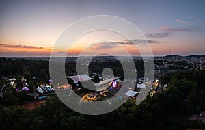 Leopolis Jazz Fest 2021. Stage dedicated to Eddie Rosner. Picnic zone. Aerial view from drone photo