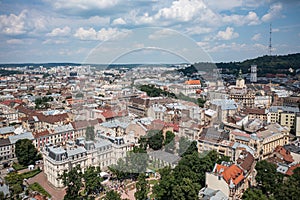 Leopolis Jazz Fest 2021. Stage near Potocki palace. Picnic zone. Aerial view from drone photo