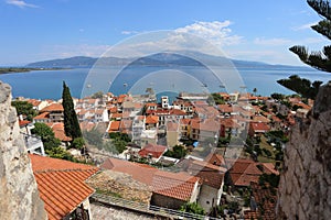 Lepanto, Greece - July 18, 2019: panorama of the Greek city