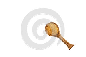 Lepidium meyenii - Ground organic maca in the spoon