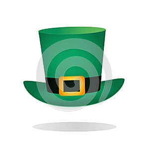 Leprechaun hat, green cylinder, cap. Icon isolated on white background. Clipart on Saint Patrick\'s Day. Vector illustration