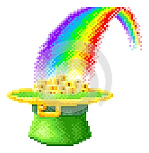 Leprechaun Hat Rainbow 8 Bit Pixel Art Icon