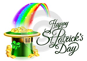 Leprechaun Hat Rainbow Happy St Patricks Day Sign