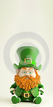 Leprechaun Man Sitting On Pastel Green Background. St. Patrick\'s Day Concept